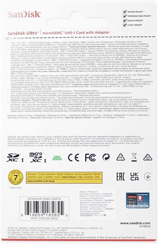 SanDisk SDSQUNB-256G-AZFMN 256GB Fire Tablet microSD Card