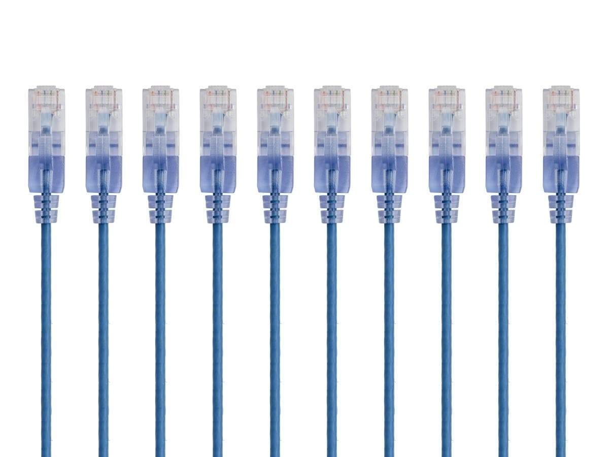 Monoprice 129436 Cat6A 2ft Blue Ethernet Cable 10-Pack