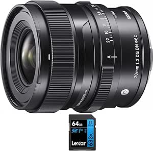 Sigma E10SG20F2SE 20mm f/2 DG DN Lens Sony E-Mount with SD Card — main product image