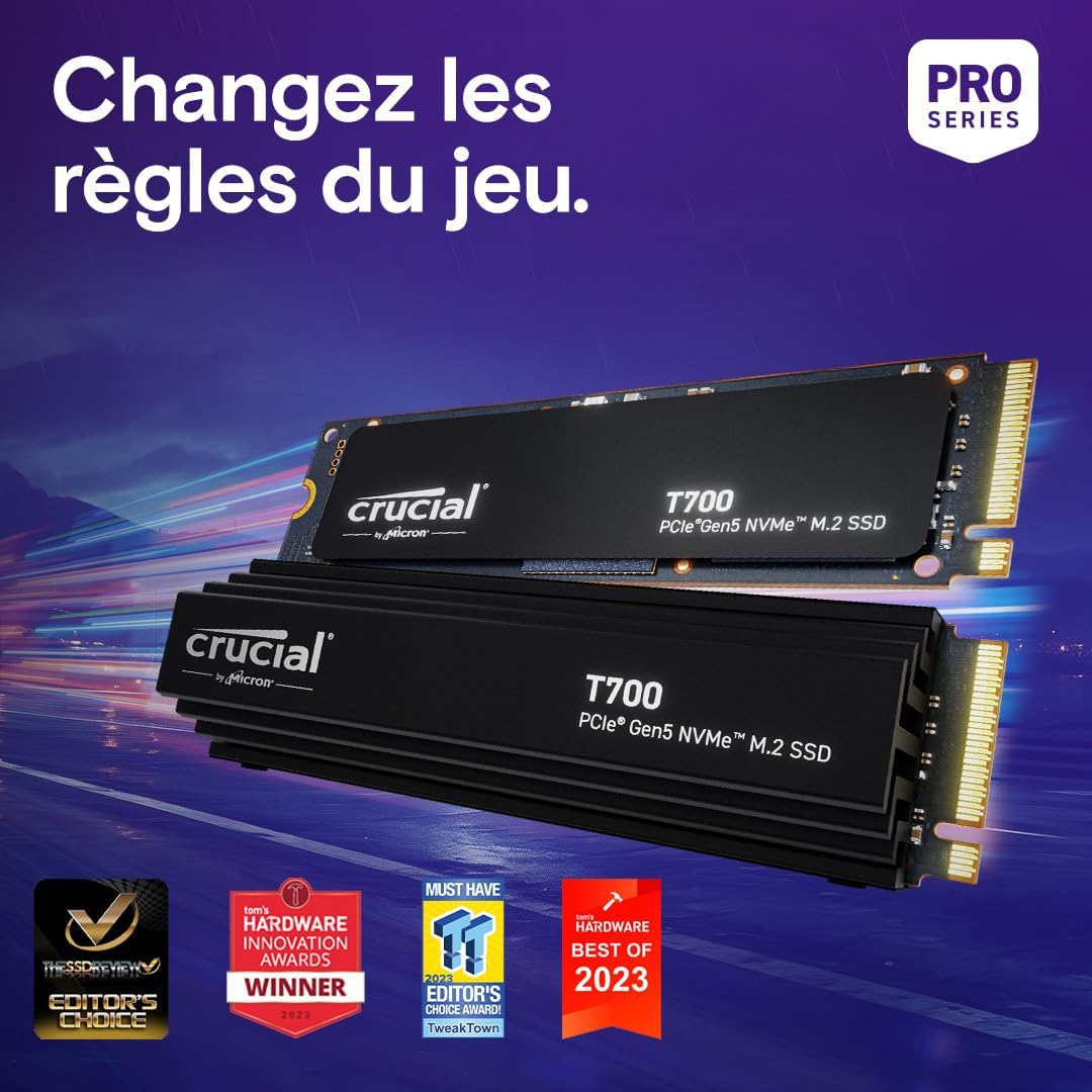 Crucial CT2000T700SSD5 T700 2TB Gen5 NVMe SSD Heatsink