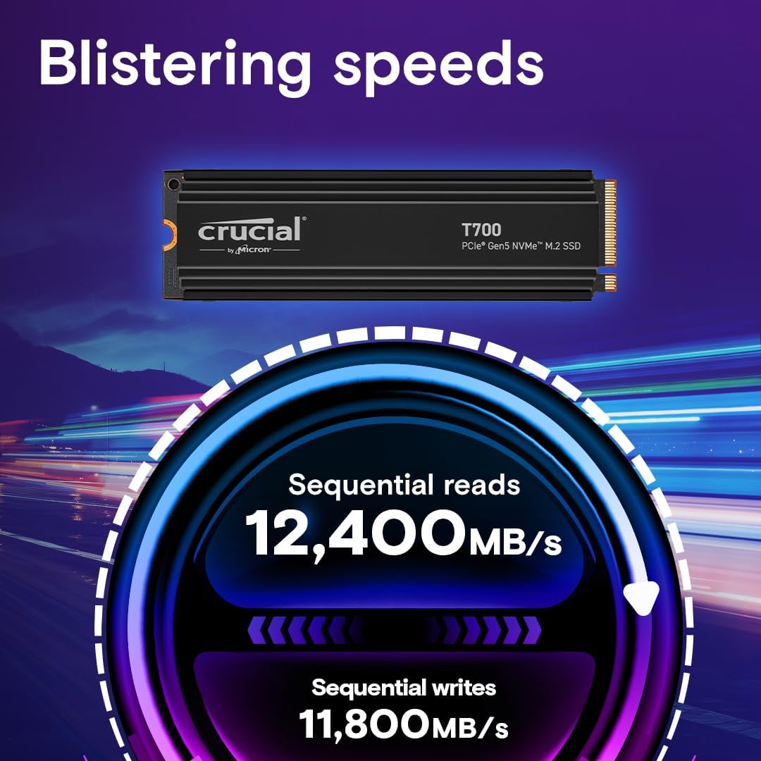Crucial CT1000T700SSD5 1TB Gen5 NVMe SSD Heatsink