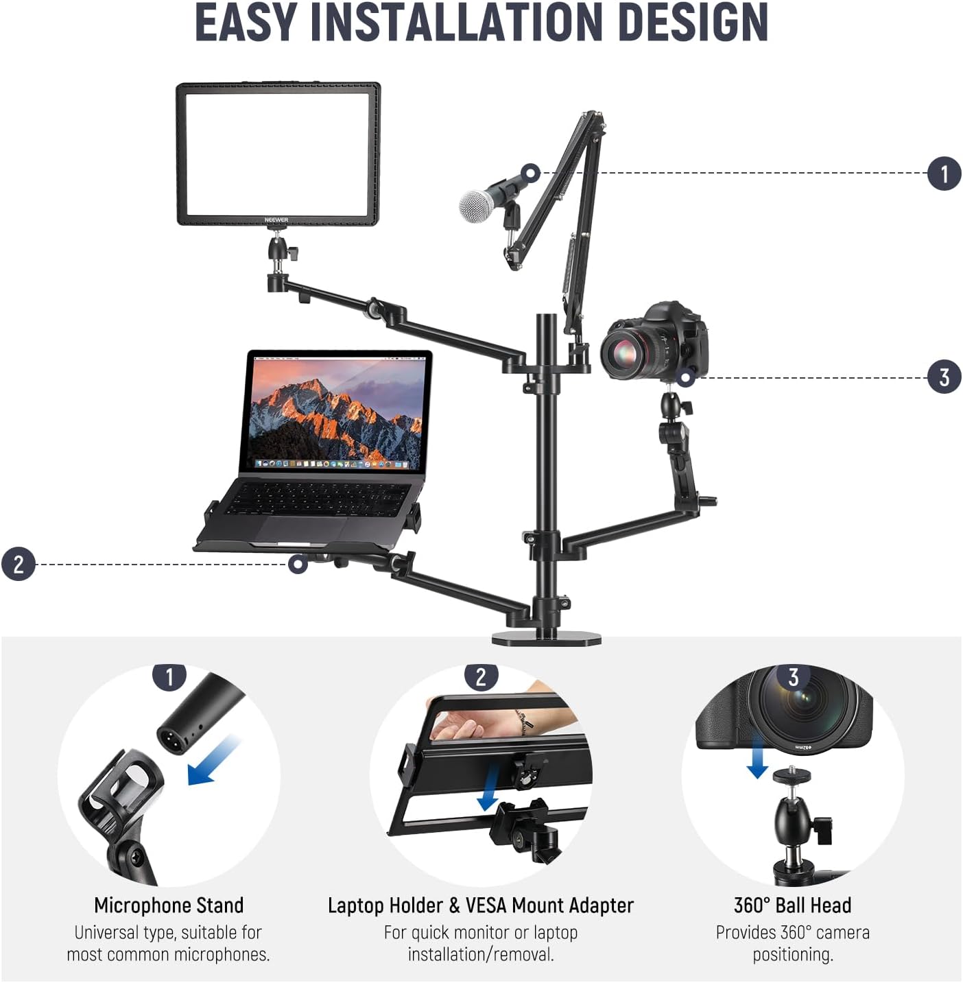 Neewer 10102920 Overhead Camera Stand Desk Mount