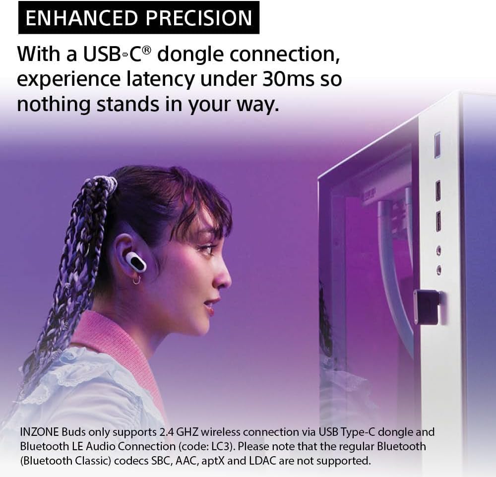 Sony WFG700/B INZONE Buds Wireless Noise Canceling Gaming Earbuds
