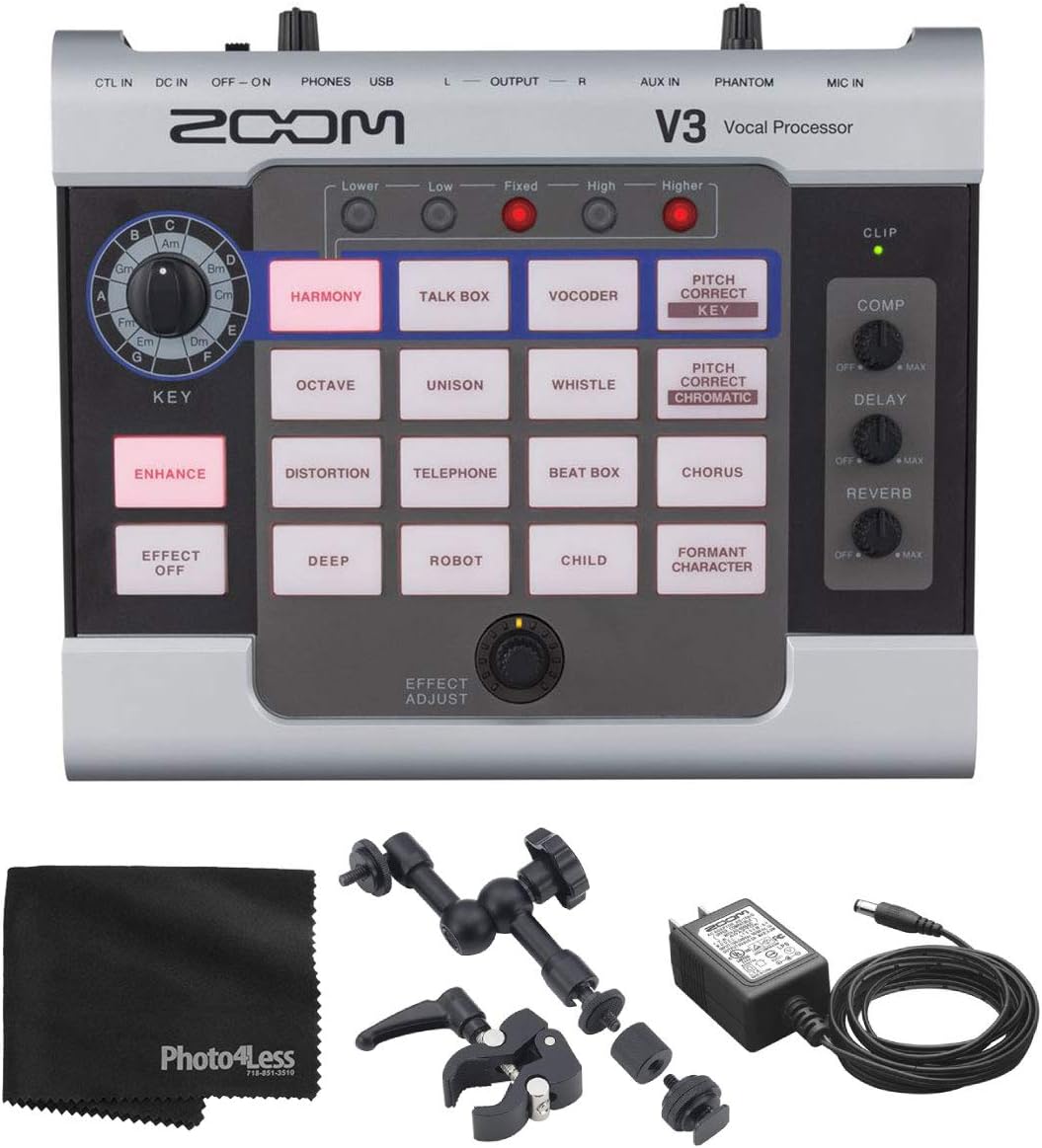 Zoom V3 ZMV3K1 Vocal Effects Processor Bundle