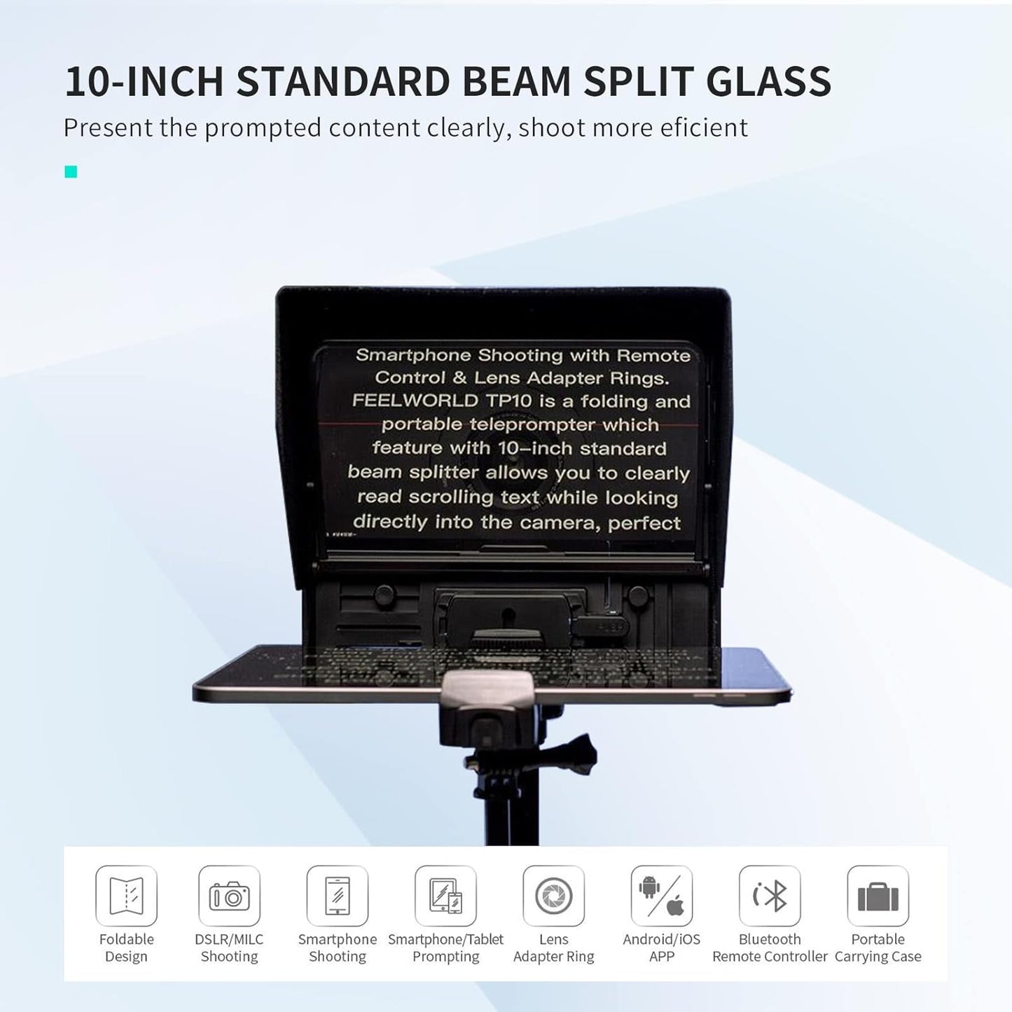 FEELWORLD KT-TP10 10-inch Portable Folding Teleprompter