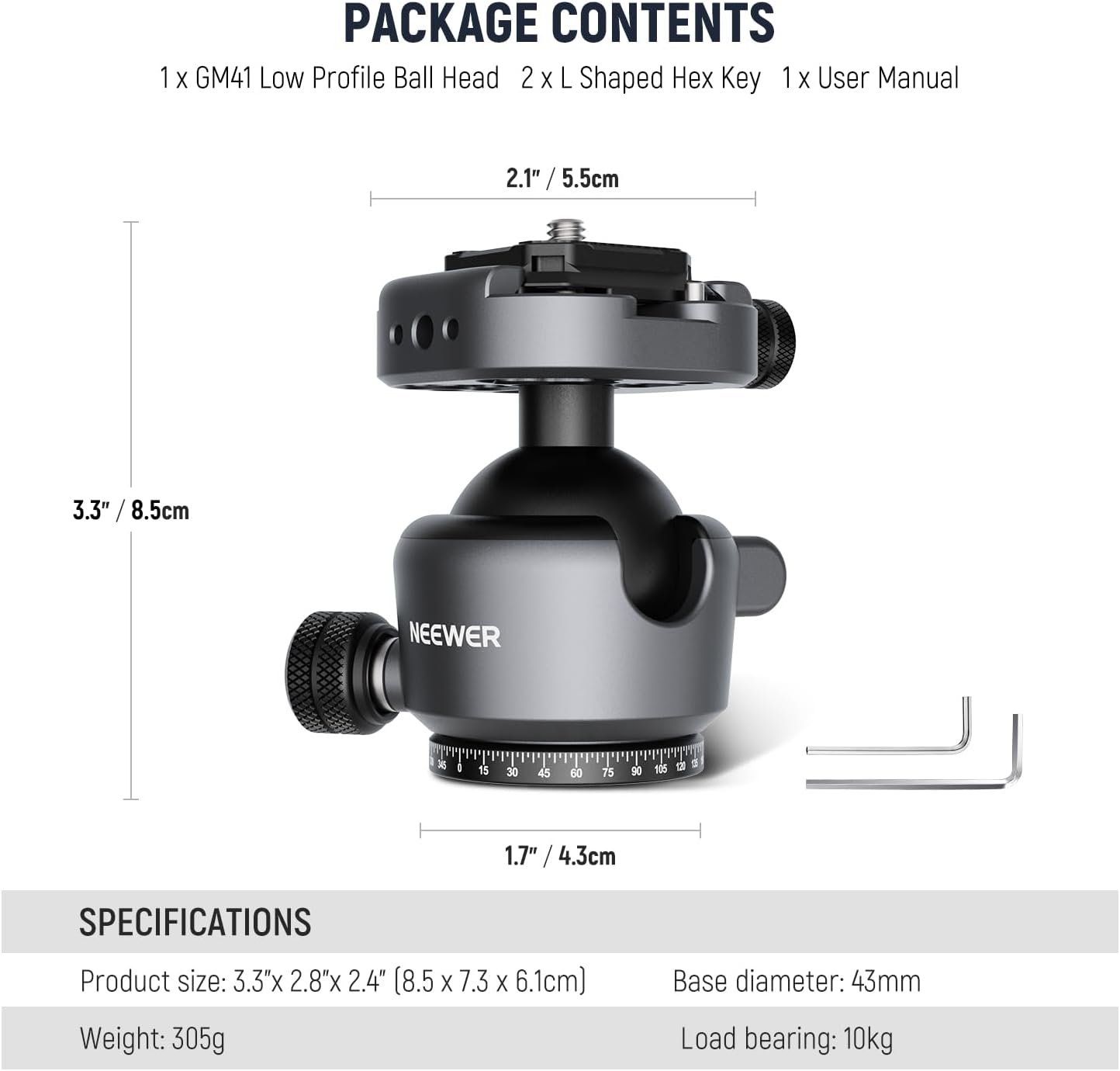 Neewer 10104308 GM41 Low Profile Ball Head