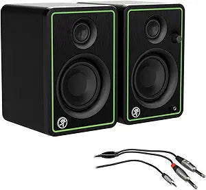 Mackie CR3-X 3-Inch Creative Studio Monitors REAN Cable Bundle