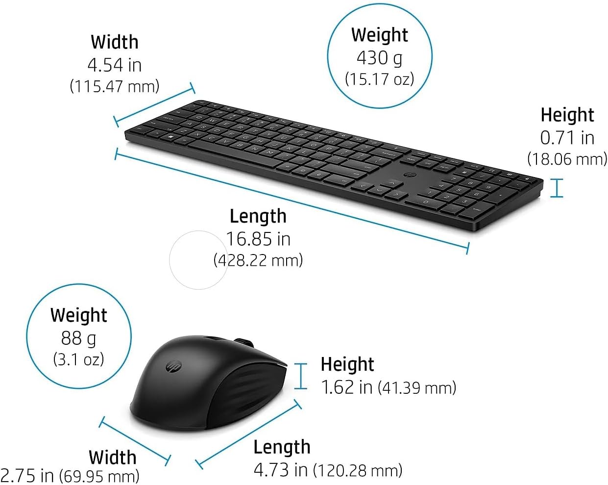 HP 4R013AA#ABL 650 Wireless Keyboard and Mouse Combo