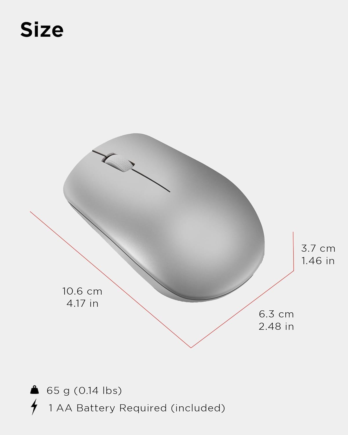 Lenovo 530MOUSE Full Size Wireless Mouse - Platinum Grey