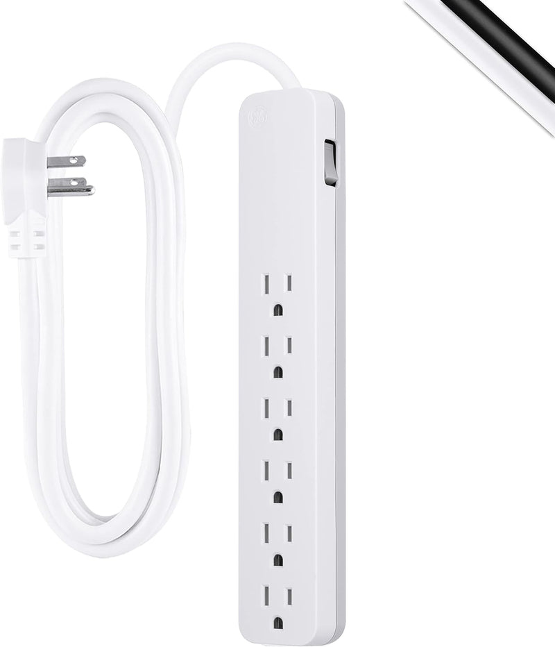 GE 57869 6-Outlet Surge Protector 8ft Cord White — main product image