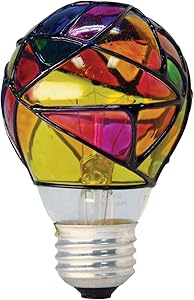 GE Lighting 66105 A19 Stained Glass Party Light Bulb