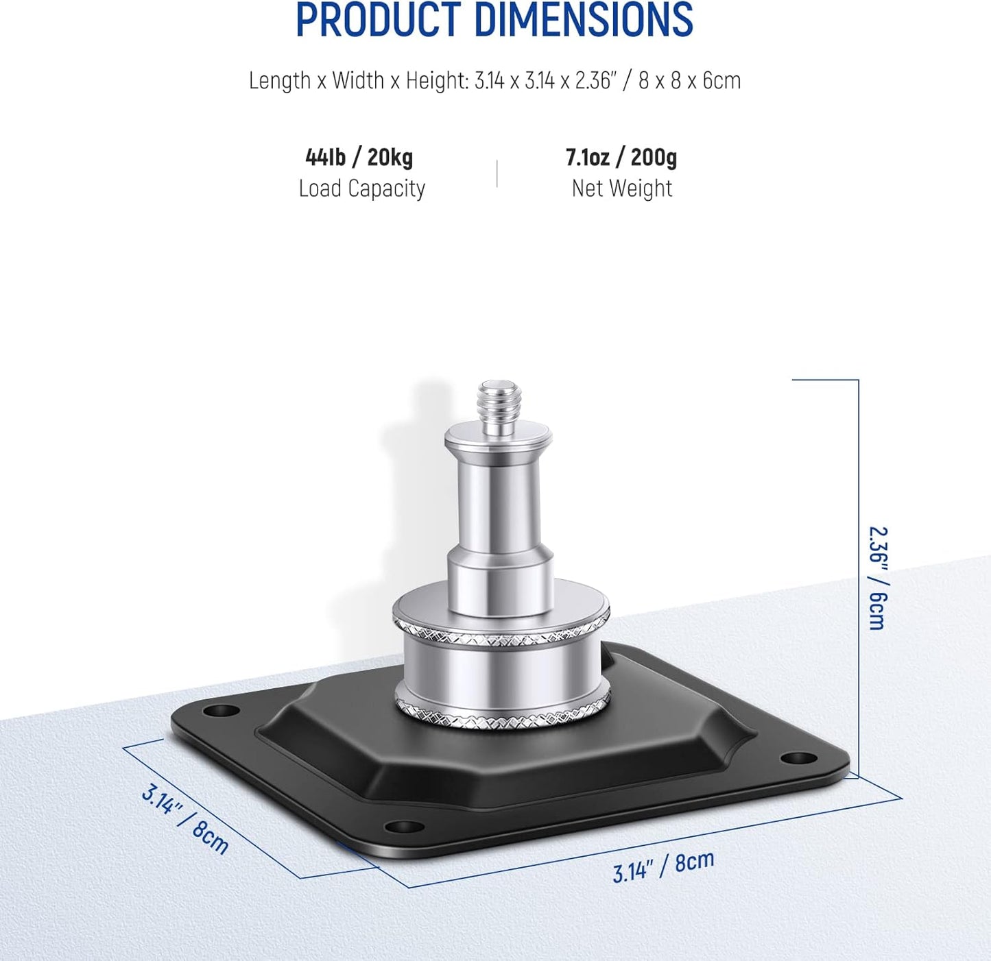 Neewer ST-NA-9: Ceiling Mount Adapter with 5/8” Stud and 1/4” Screw (4 Pack)