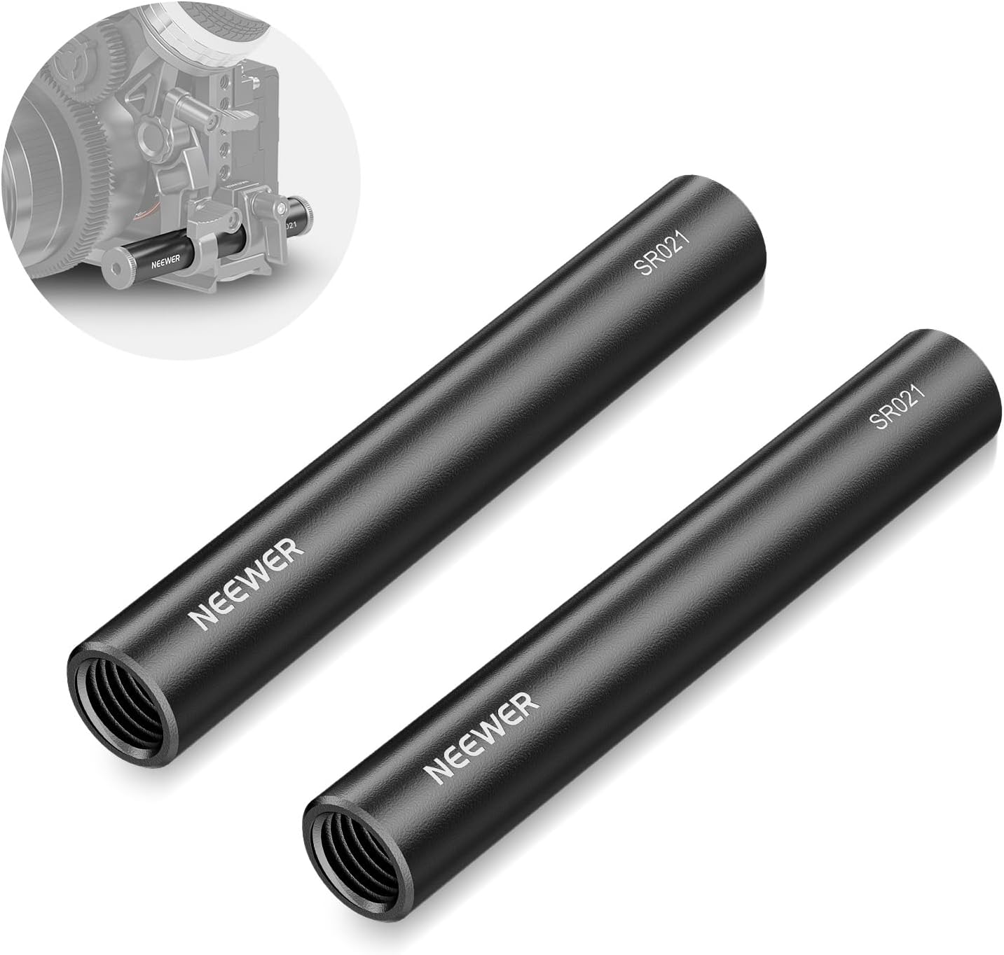 Neewer 10104674 15mm Rods 4"/10cm Extension 2-Pack