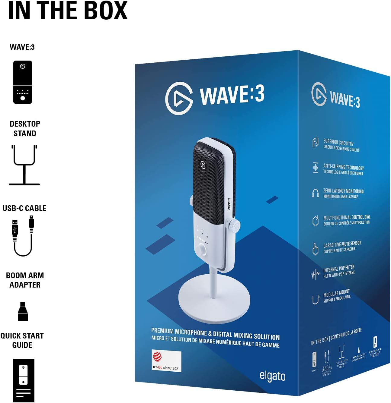 Elgato 10MAB9911 Wave:3 White USB Condenser Microphone