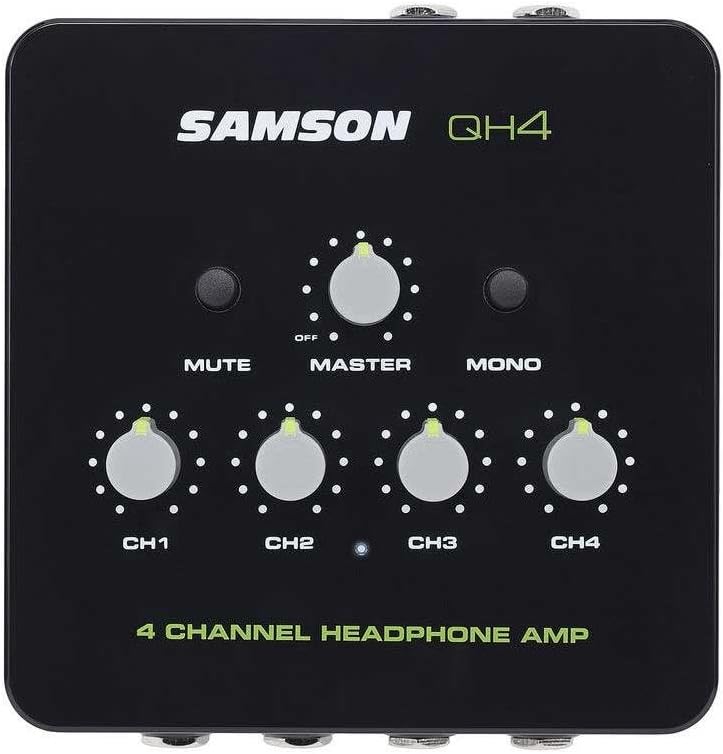 Samson 8541767590 QH4 4-Channel Headphone Amplifier Bundle