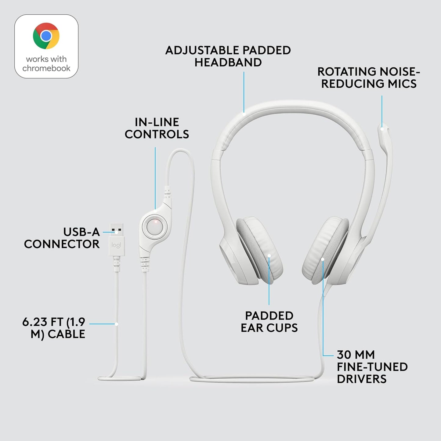 Logitech 981-001285 H390 Headset - Wired - Noise Cancelling Mic