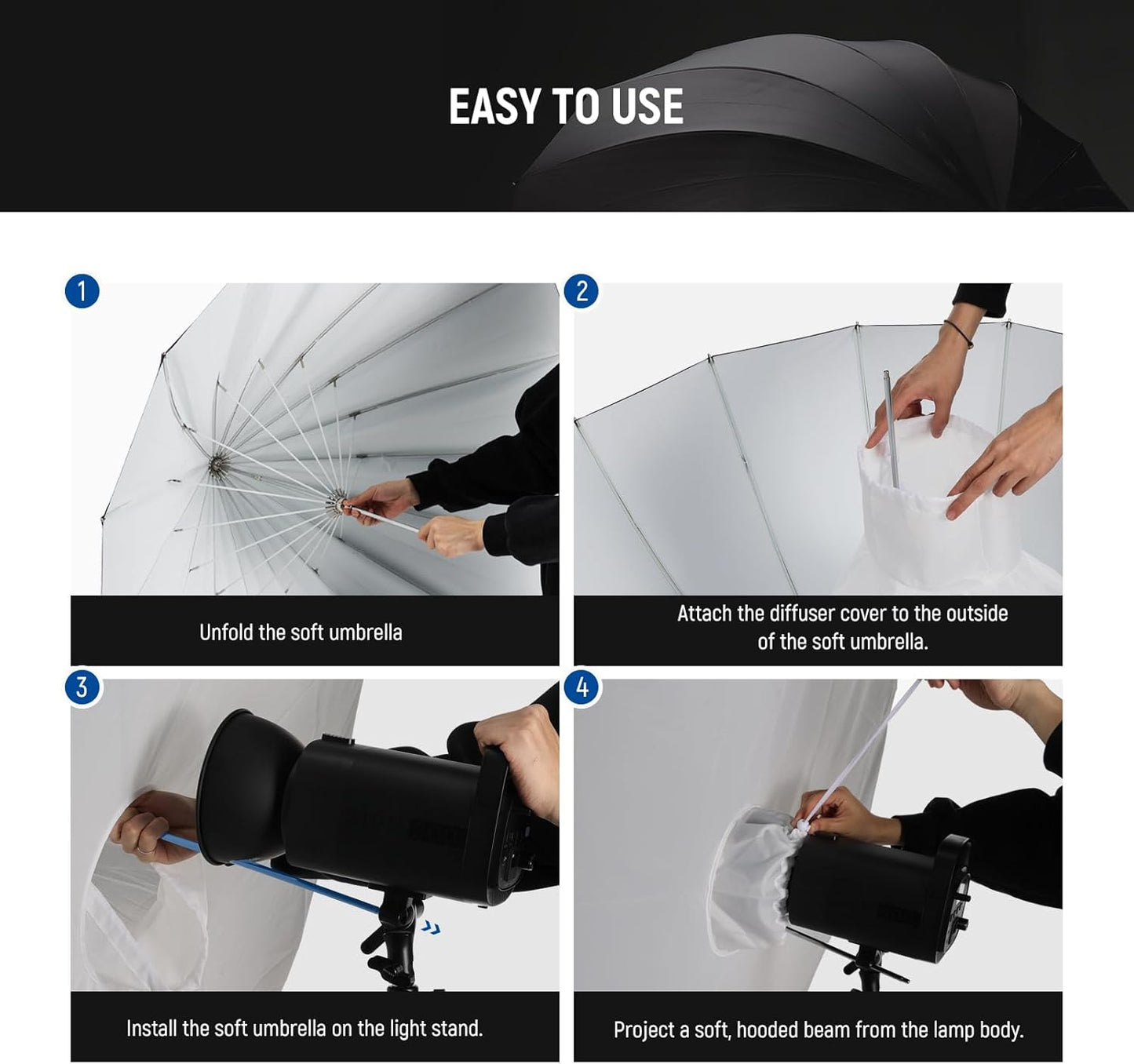 Neewer NS3U 65" Parabolic Softbox Umbrella with Diffuser