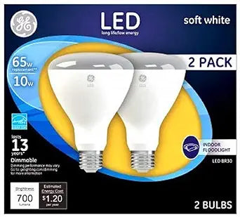 GE 93120700 Dimmable BR30 LED Floodlight Bulb 2-Pack
