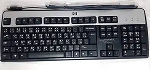 HP 434821-002 USB Wired Keyboard 104 Keys Black Silver