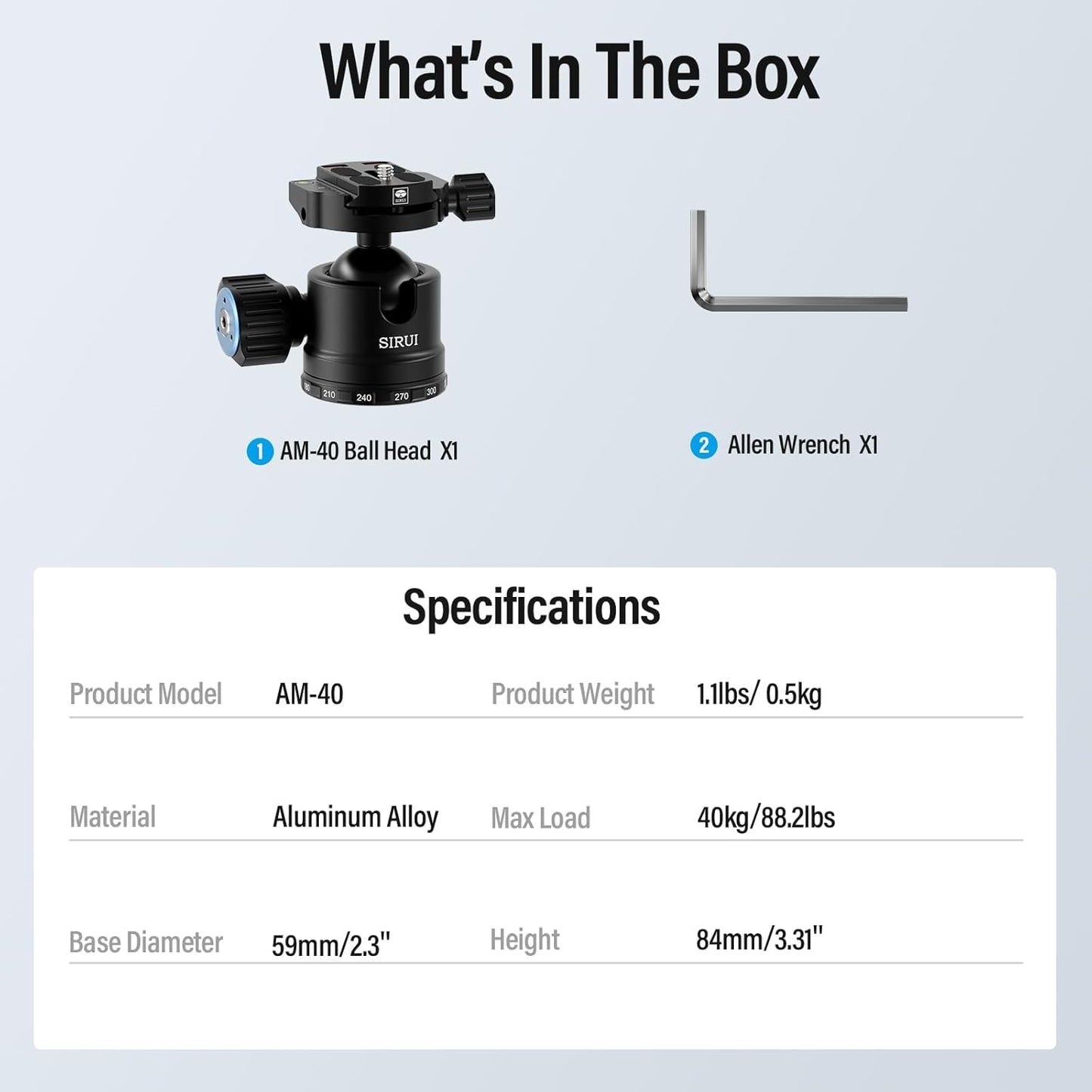 Sirui AM-40 Low Profile 40mm Ball Head