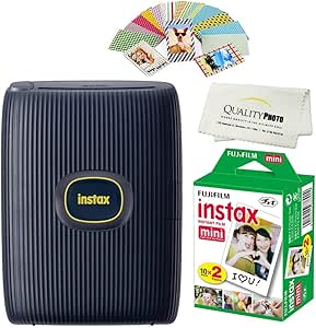 Fujifilm FUJIBDELUXEBLUE Instax Mini Link 2 Printer Bundle: Films, Stickers, Cloth