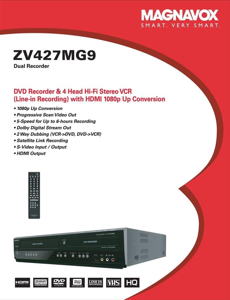 Magnavox ZV427MG9 DVD Recorder VCR Combo HDMI