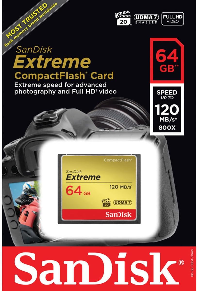 SanDisk SDCFXS-064G-A46 Extreme 64GB CompactFlash Memory Card