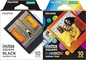 Fujifilm Instax Square Film Rainbow and Black Border Bundle
