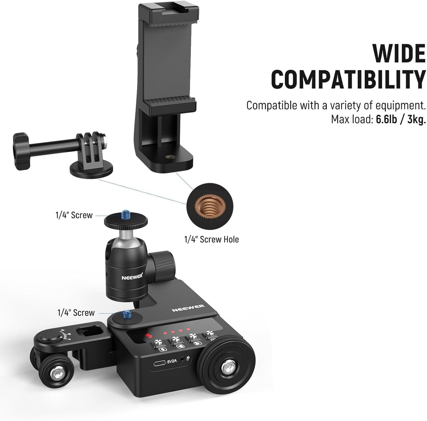 Neewer 10102371 Motorized Camera Dolly - App Controlled