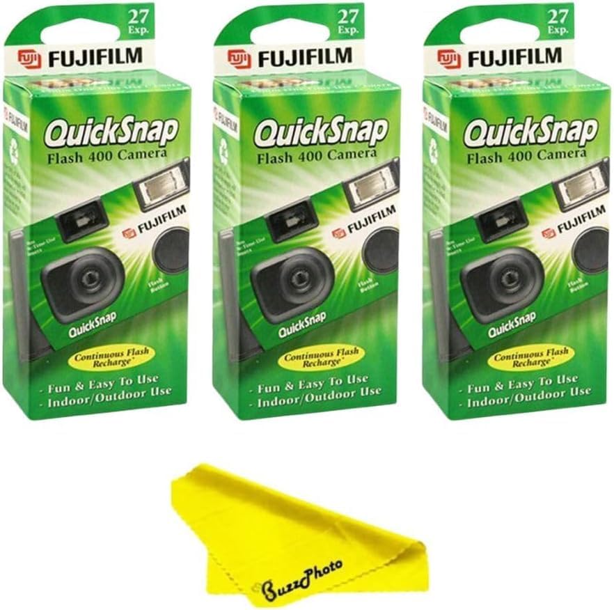 Fujifilm QuickSnap FLASH 400: 35mm Disposable Camera with Cleaning Cloth