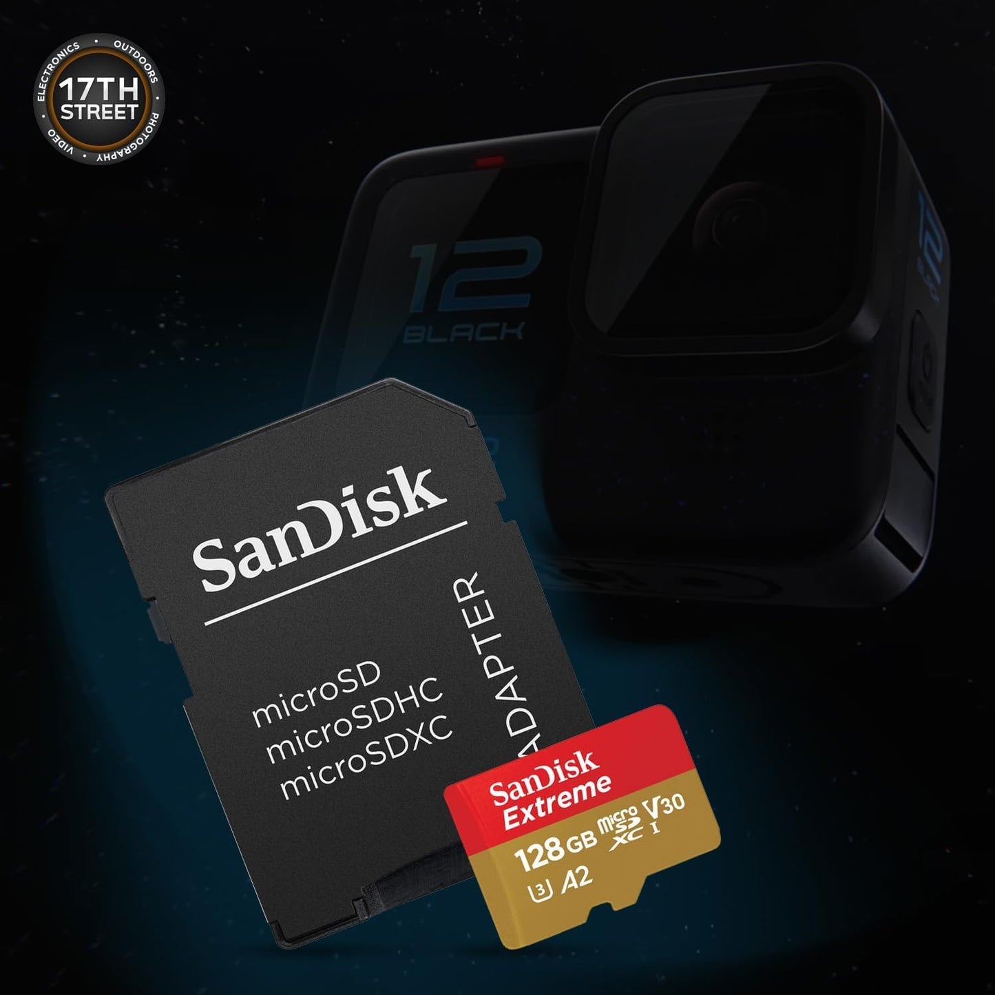 GoPro HERO12: Black 4K Camera Bundle with Battery & 128GB Card