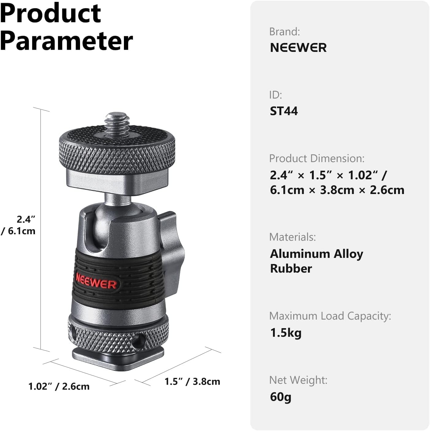 Neewer 10101418 Mini Ball Head Cold Shoe Mount 2-Pack