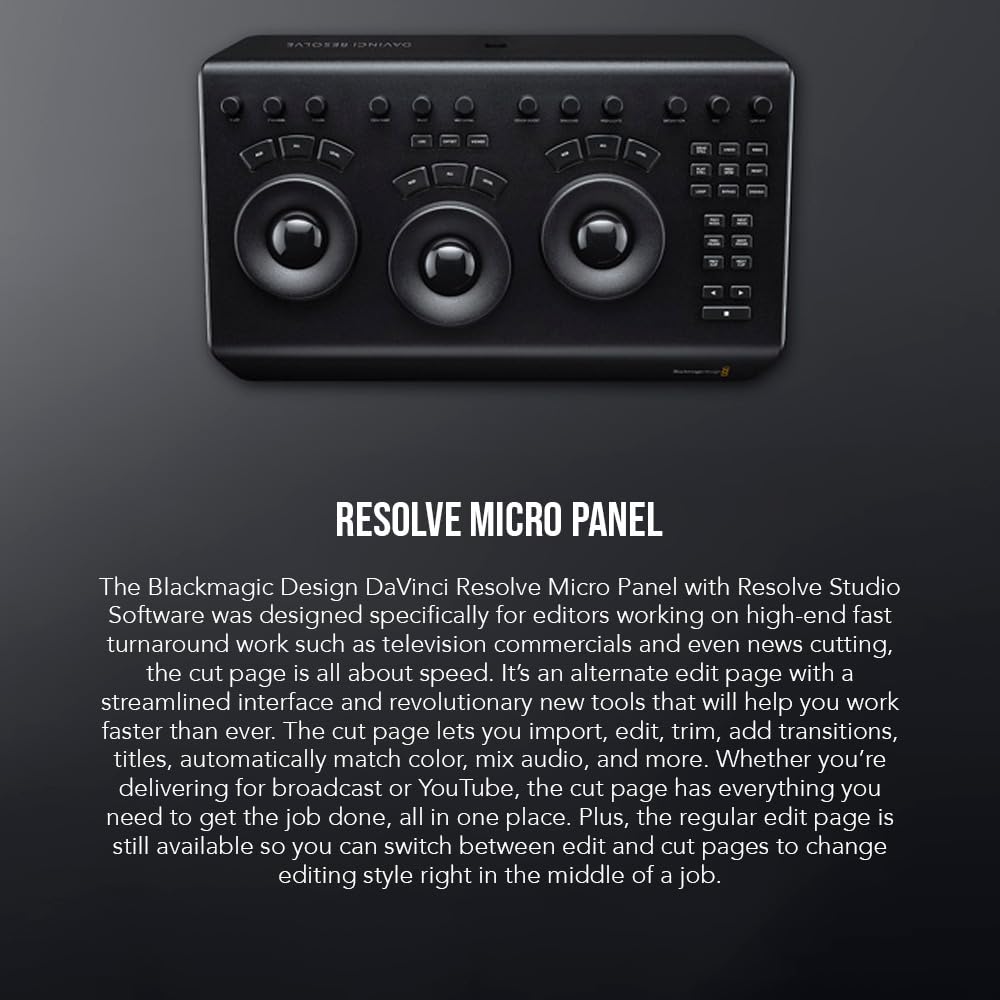 Blackmagic Design BMD-DV/RES/BBPNLMIC Davinci Resolve Micro Panel - Control Surface