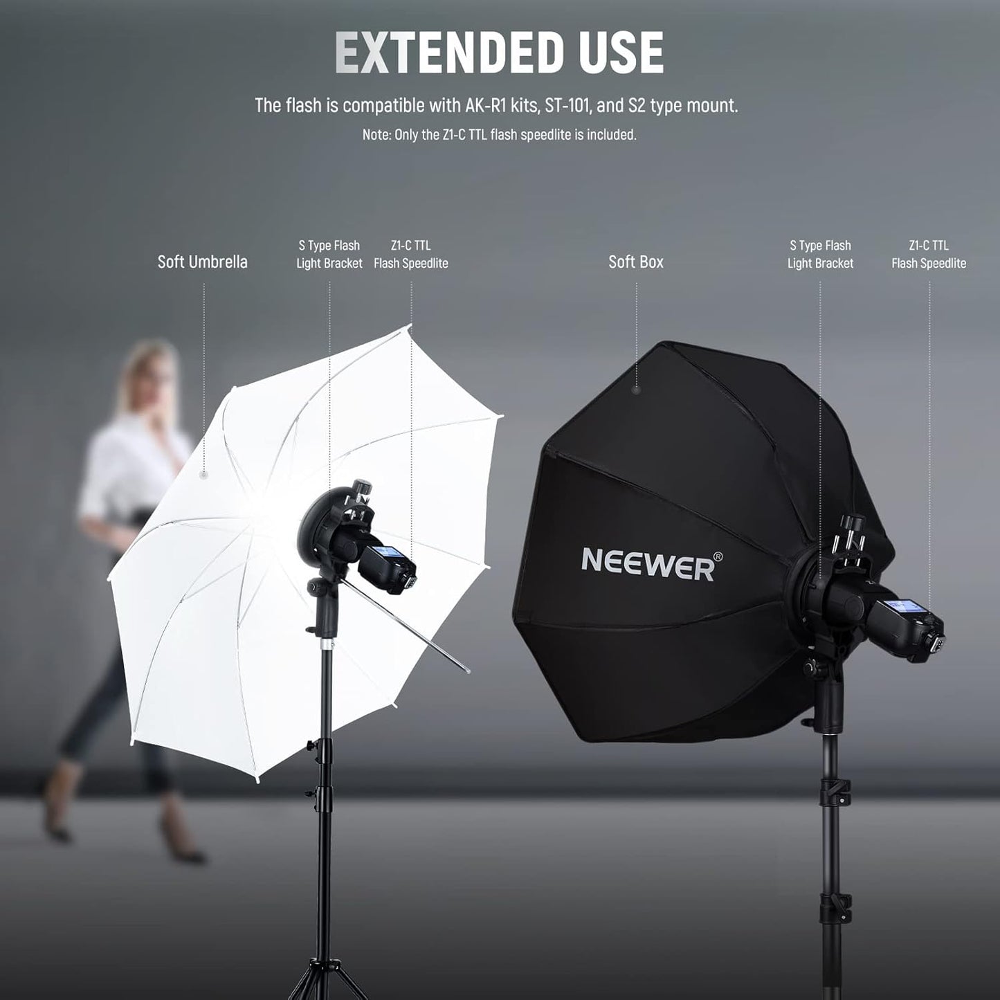 Neewer 10101520 Z1-C TTL Speedlite Flash Kit Canon