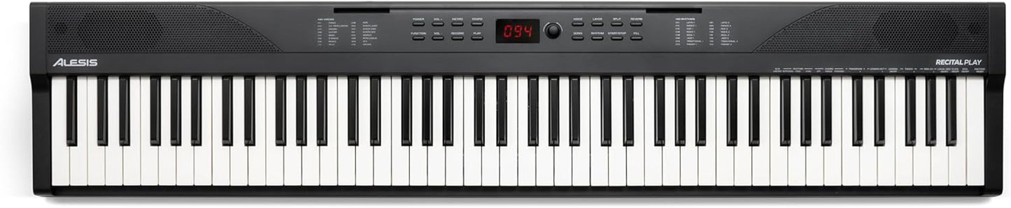 Alesis RECITAL PLAY KO 88-Key Beginner Piano Keyboard Bundle