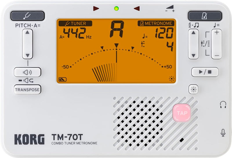 Korg TM70TWH Tuner - Metronome Combo, White — main product image