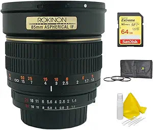 Rokinon E1RO85MAFN 85mm f/1.4 Nikon Lens Bundle: Auto Chip, Filters
