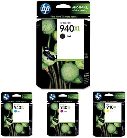 HP 940XL Ink Cartridge Bundle High Yield Black Cyan Magenta Yellow