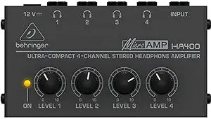 Behringer HA400 Headphone Amplifier 4-Channel Stereo Bundle — main product image