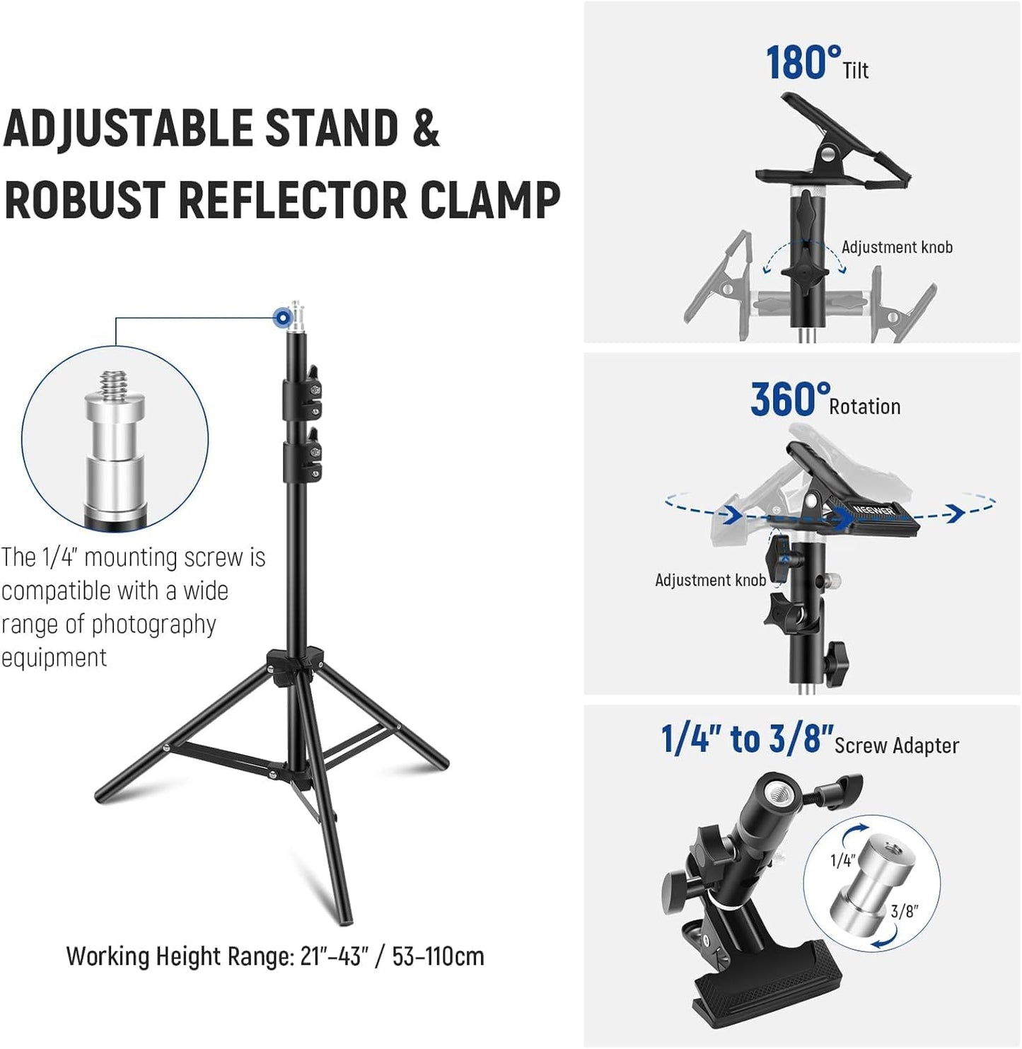 Neewer 24"/60cm 5-in-1 Photography Light Reflector Kit