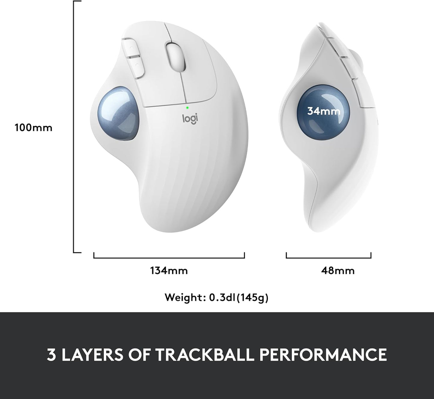 Logitech 910-005868 ERGO M575 Wireless Trackball Mouse Off White