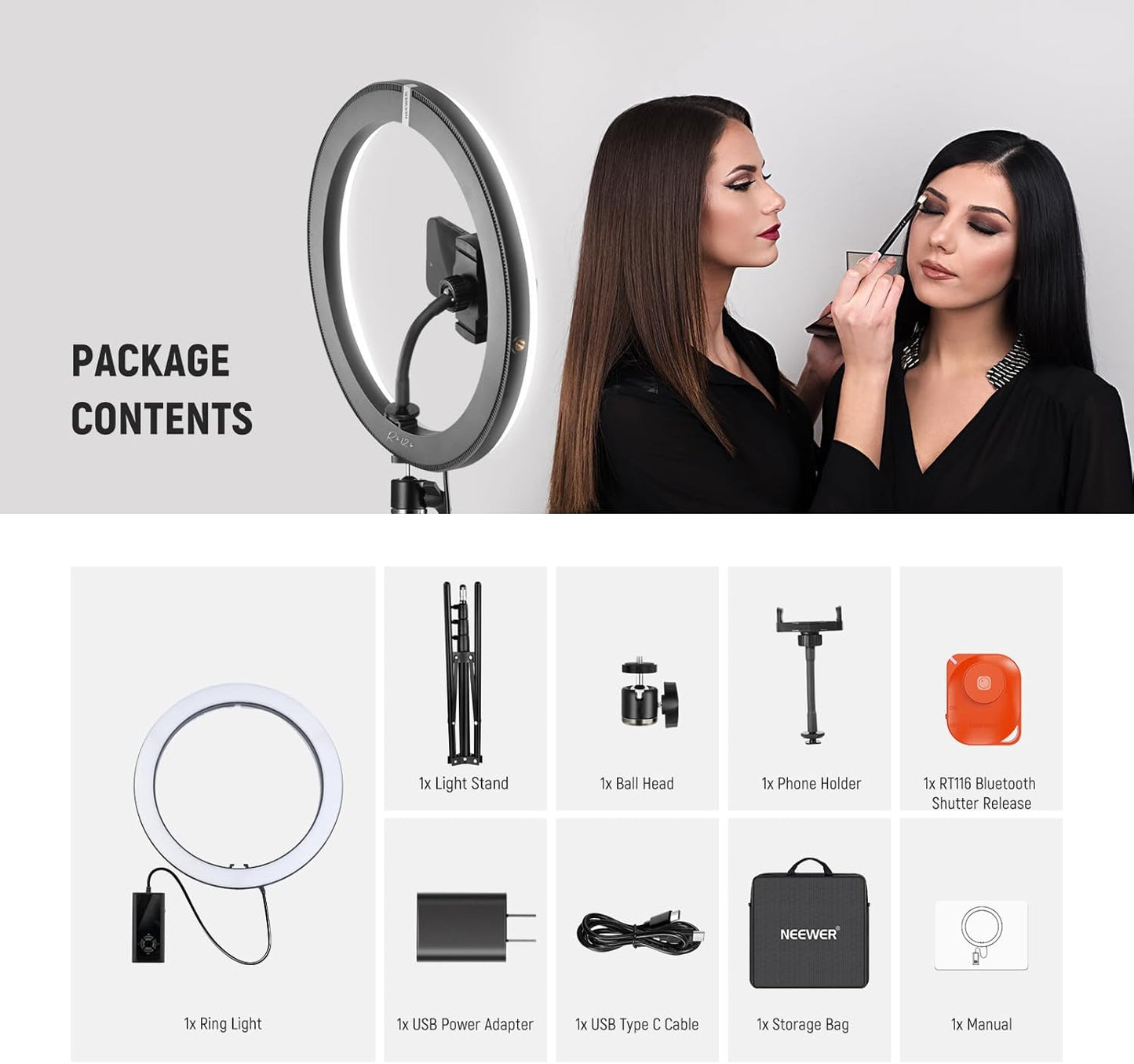 Neewer RH12B 12" Bi-Color LED Ring Light with Stand