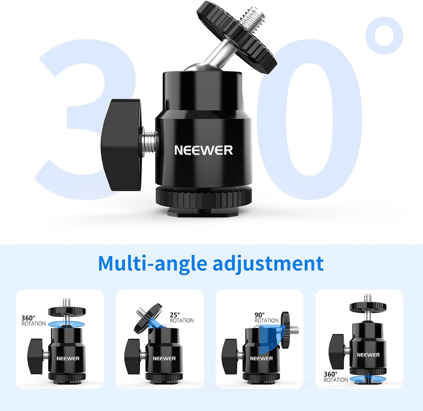 Neewer ST17 Mini Ball Head Cold Shoe Mount 2-Pack