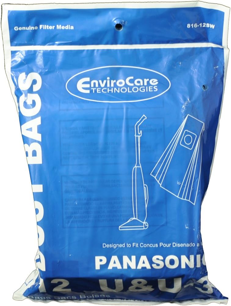 Panasonic 816-12SW Type U Vacuum Cleaner Bags (12-Pack)