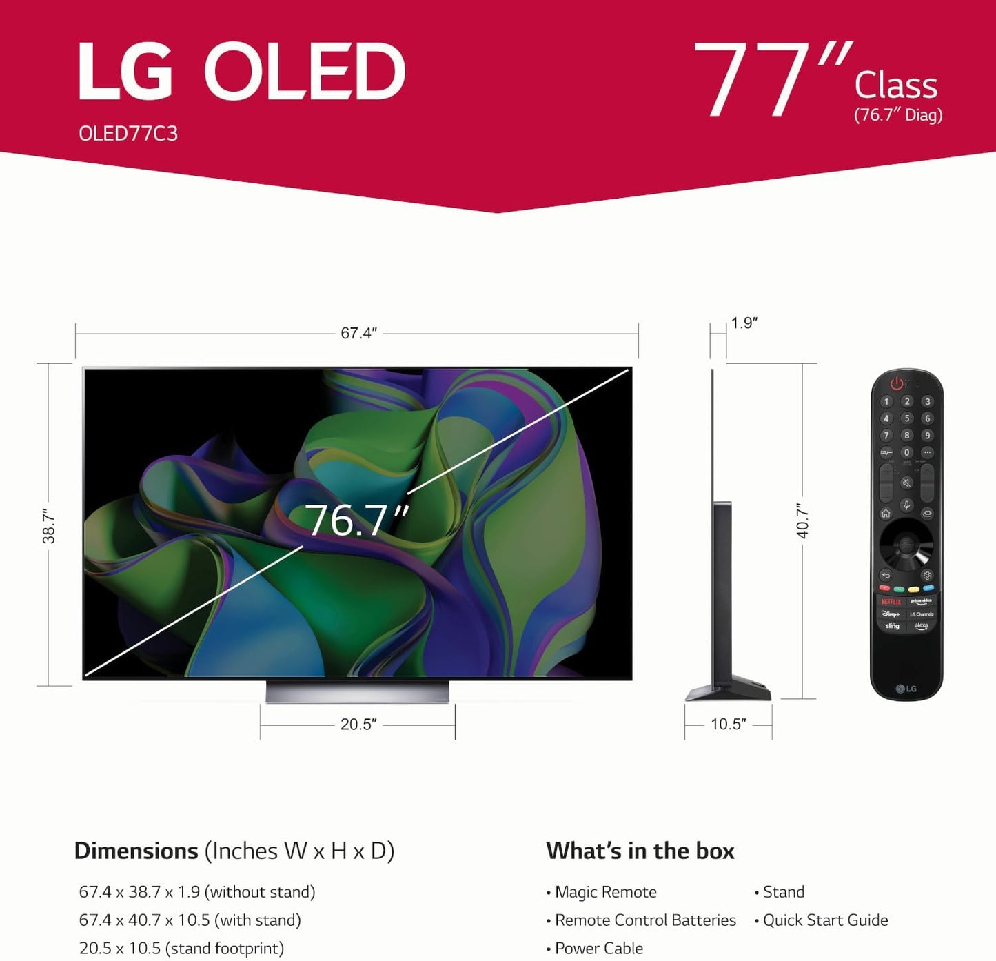 LG OLED77C3PUA 77" 4K OLED evo Smart TV