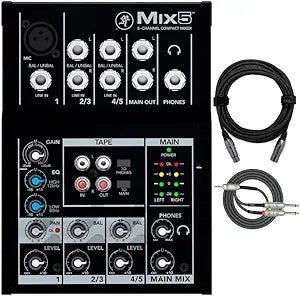 Mackie 2044094-00_K4 Mix5 5-Channel Mixer Bundle - XLR Cable