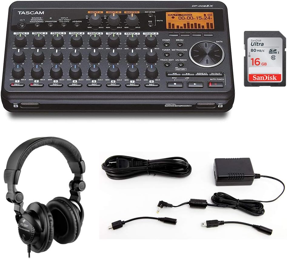 Tascam DP-008EX 8-Track Pocketstudio Recording Bundle