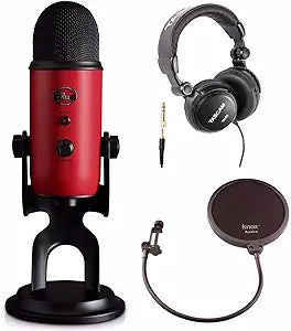 Blue Microphone YETI-RED_K1 Red USB Mic Bundle