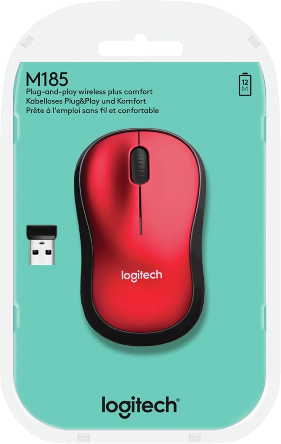 Logitech M185 Wireless Mouse - Red Edition