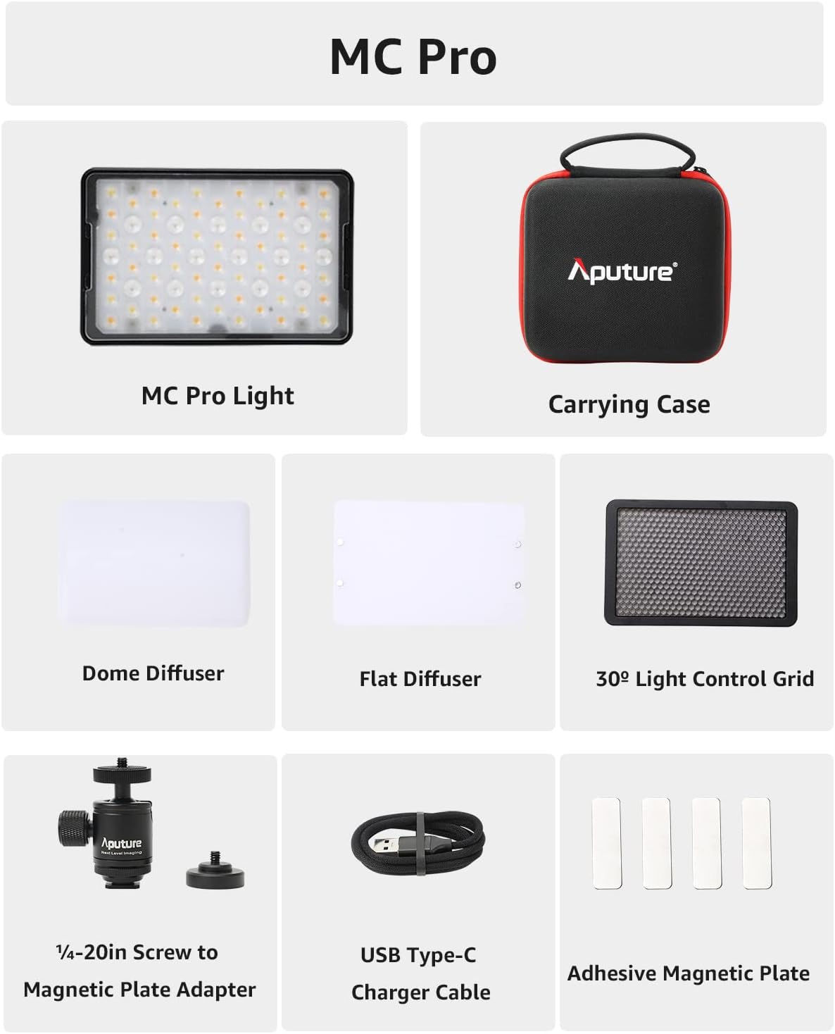 Aputure MC Pro Camera Lights RGBWW Lensed Mini LED Panel